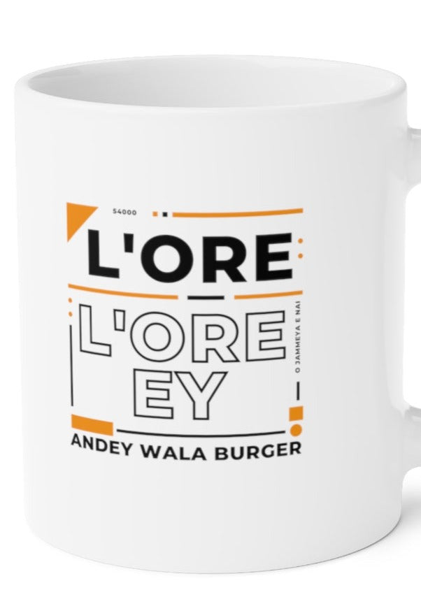 L'ore L'ore Ey Andey Wala Burger Jammeya E Nai Ceramic Mugs (11oz\15oz\20oz) - 20oz / White - Mug by GTA Desi Store