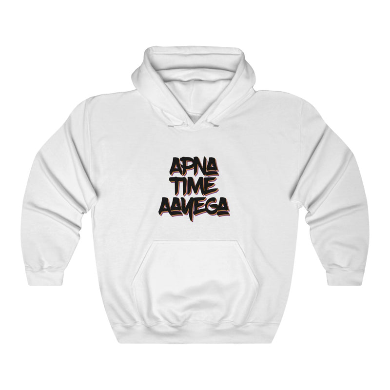 Apna Time Aayega Unisex Heavy Blend™ Hooded Sweatshirt - White / S - Hoodie by GTA Desi Store