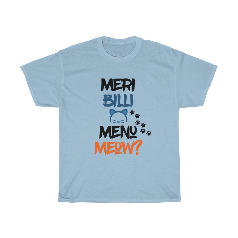 Meri Billi Menu Meow Unisex Heavy Cotton Tee - Light Blue / S - T-Shirt by GTA Desi Store