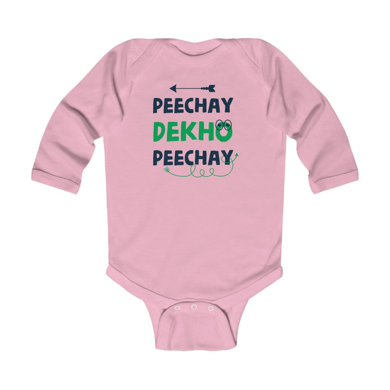 Peechay Dekho Infant Long Sleeve Bodysuit - Pink / NB - Kids clothes by GTA Desi Store