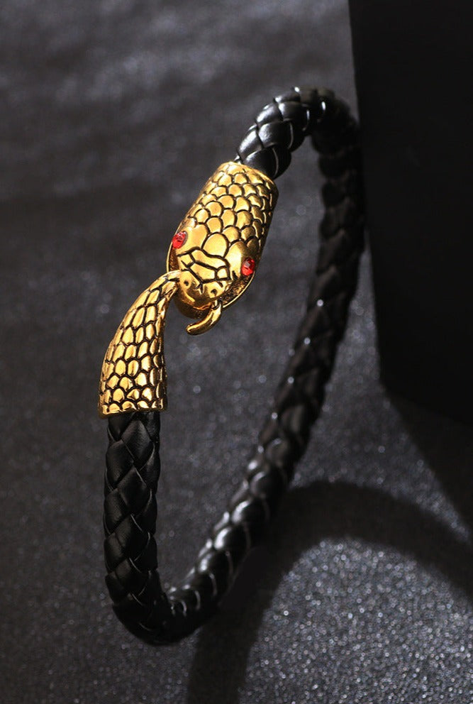 Men's Snake Cowhide Bracelet - Gold - Accessories by GTA Desi Store