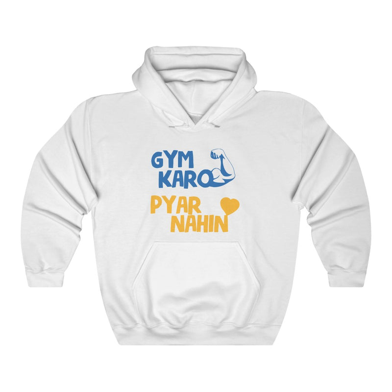 Gym Karo Pyar Nahin Unisex Heavy Blend™ Hooded Sweatshirt - White / S - Hoodie by GTA Desi Store