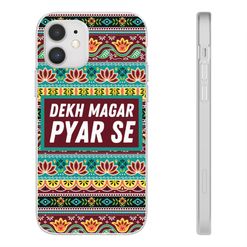 Dekh Magar Pyar Se Flexi Cases - iPhone 12 with gift packaging - Phone Case by GTA Desi Store