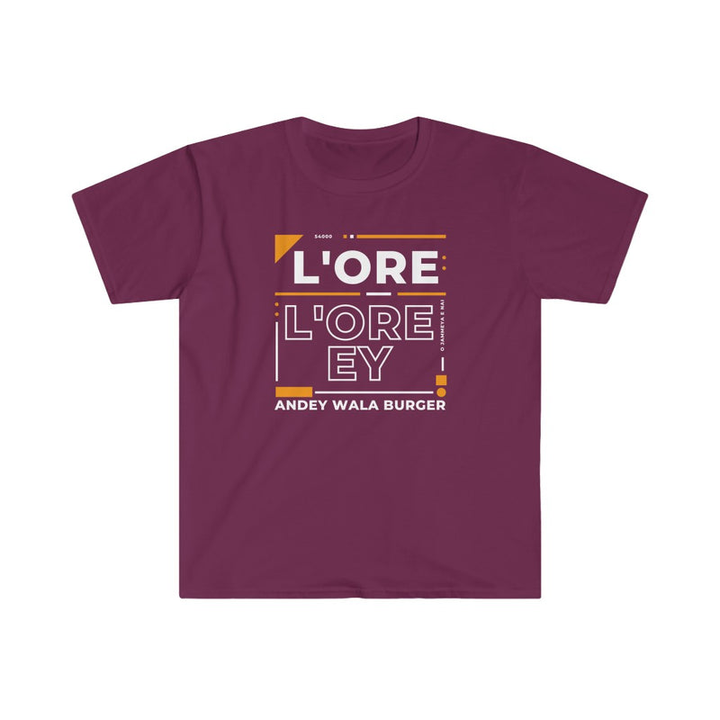 L'ore L'ore Ey Andey Wala Burger Jammeya E Nai Unisex Softstyle T-Shirt - Maroon / S - T-Shirt by GTA Desi Store
