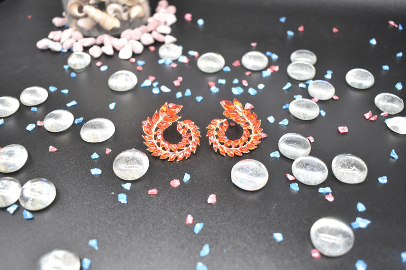 Rhinestone Round Stud Earrings - Earrings by GTA Desi Store