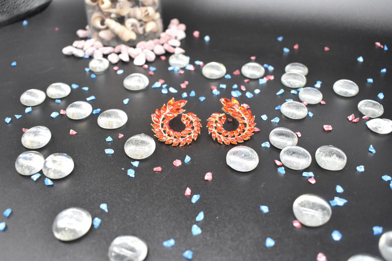 Rhinestone Round Stud Earrings - Earrings by GTA Desi Store