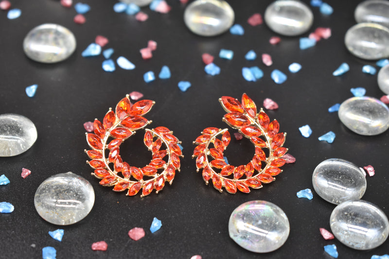 Rhinestone Round Stud Earrings - Earrings by GTA Desi Store