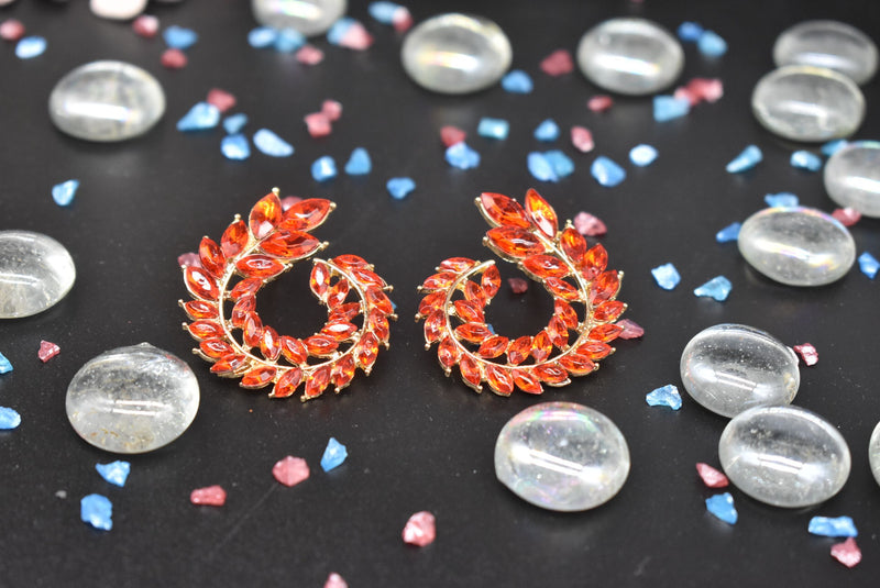 Rhinestone Round Stud Earrings - Earrings by GTA Desi Store