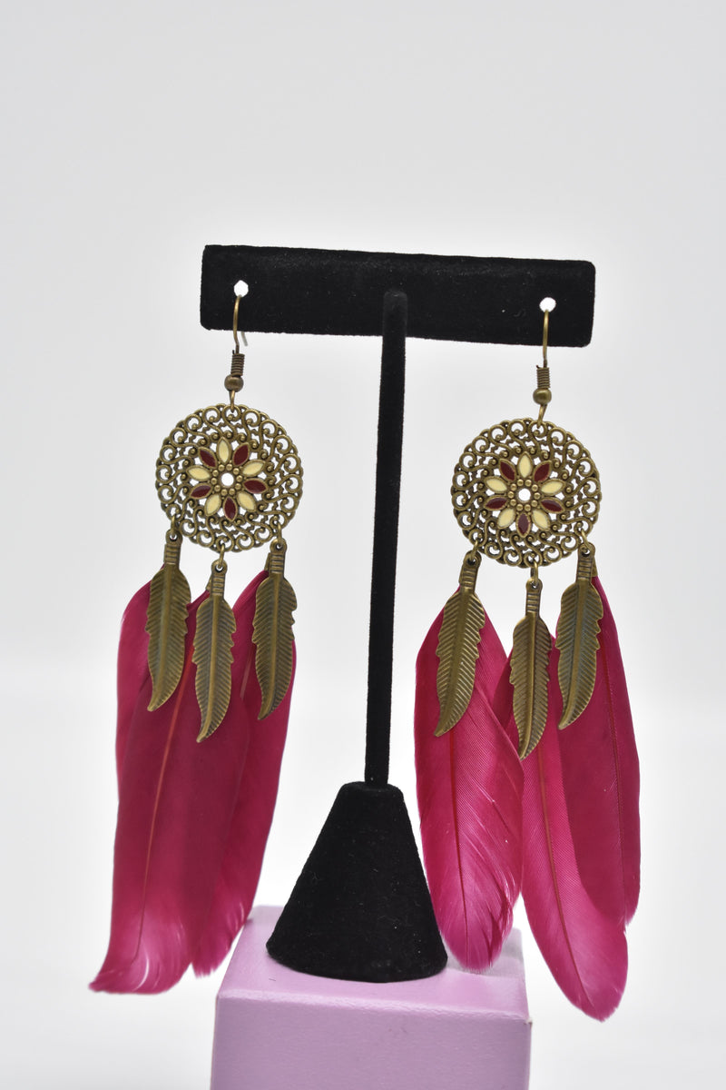 Tribal Ethnic Feather Earrings - Earrings by GTA Desi Store