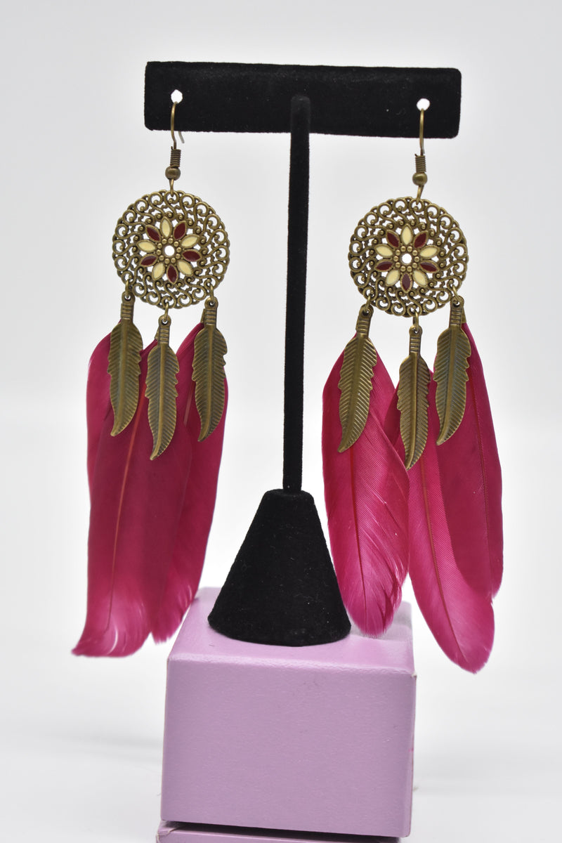 Tribal Ethnic Feather Earrings - Earrings by GTA Desi Store