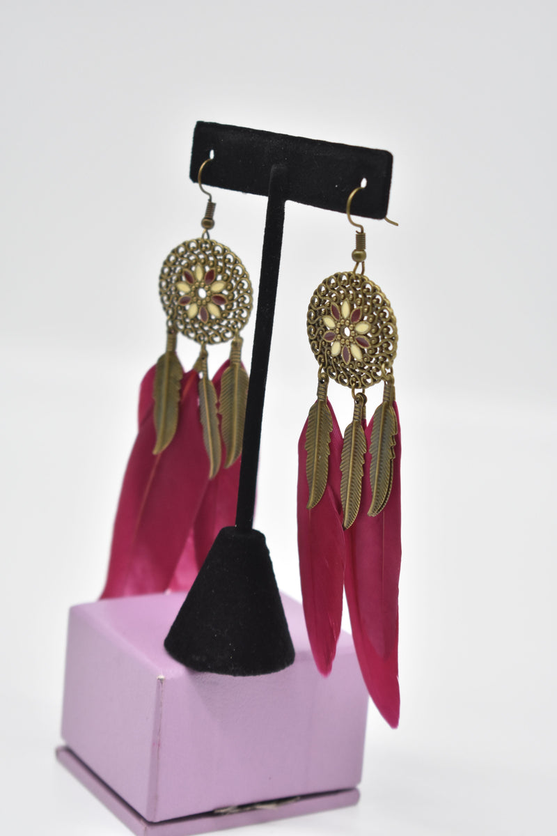 Tribal Ethnic Feather Earrings - Earrings by GTA Desi Store