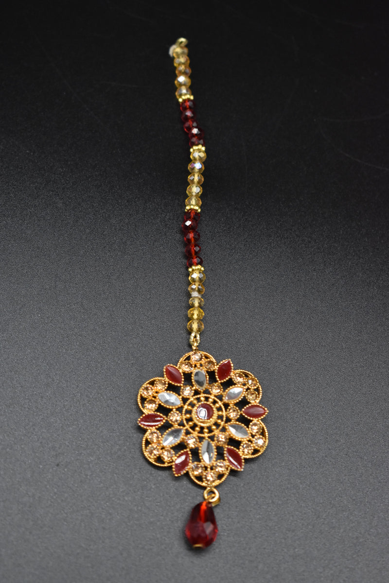 RED PEARL MAANG-TIKKA - Bindiya by GTA Desi Store