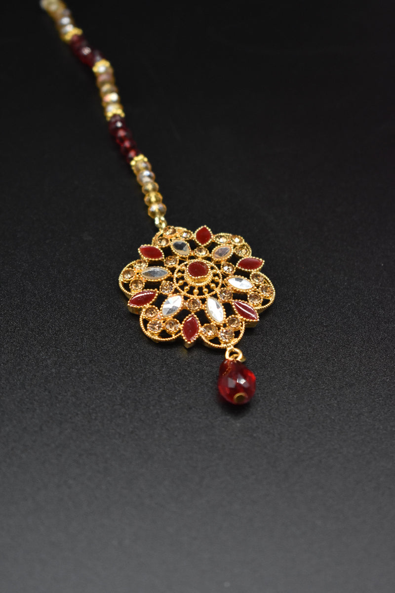 RED PEARL MAANG-TIKKA - Bindiya by GTA Desi Store