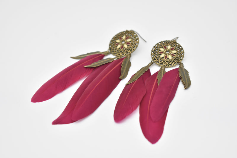 Tribal Ethnic Feather Earrings - Earrings by GTA Desi Store