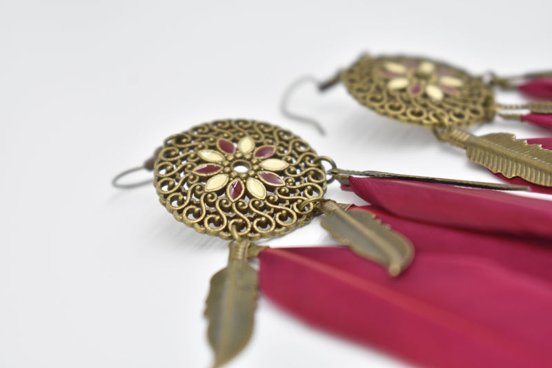 Tribal Ethnic Feather Earrings - Earrings by GTA Desi Store