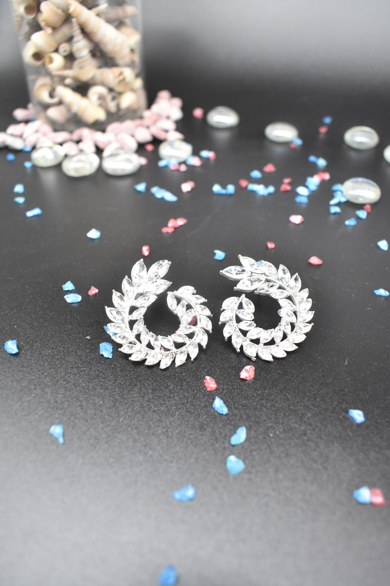Rhinestone Round Stud Earrings - Earrings by GTA Desi Store
