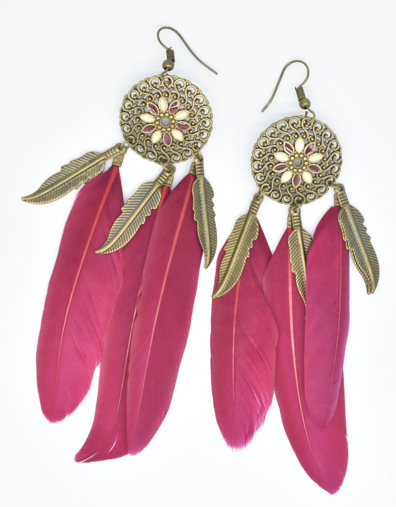 Tribal Ethnic Feather Earrings - Earrings by GTA Desi Store