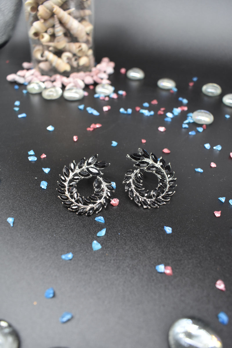 Rhinestone Round Stud Earrings - Earrings by GTA Desi Store