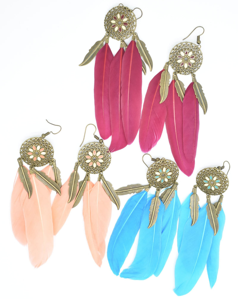 Tribal Ethnic Feather Earrings - Earrings by GTA Desi Store