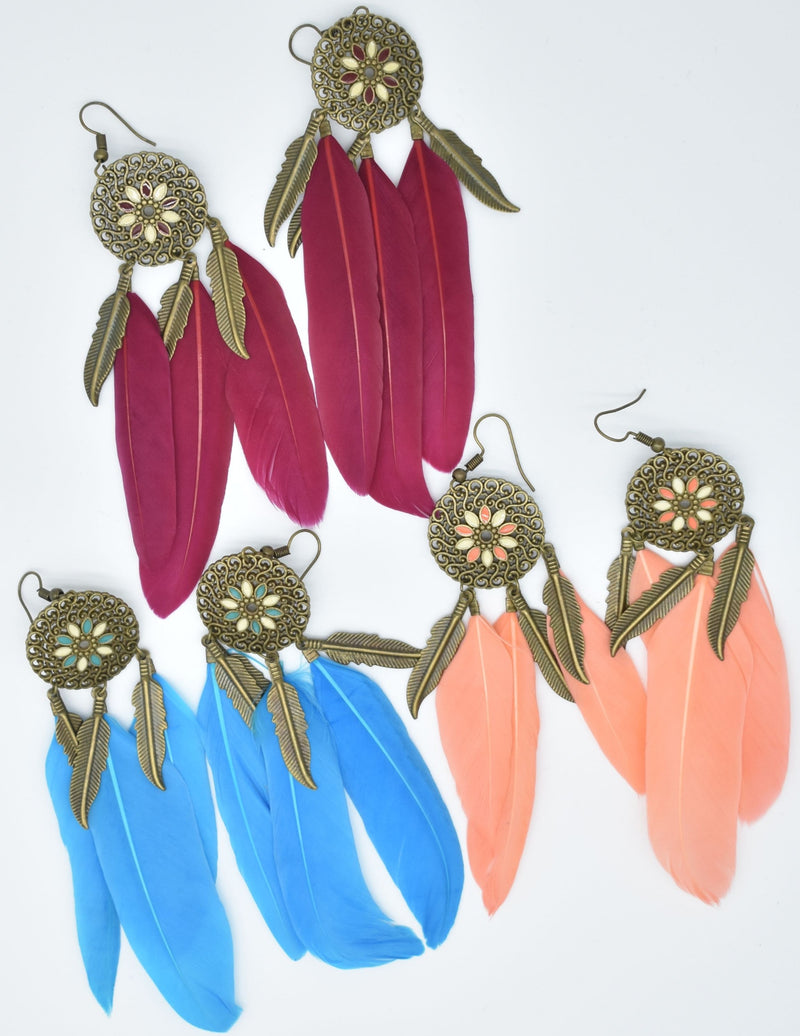 Tribal Ethnic Feather Earrings - Earrings by GTA Desi Store