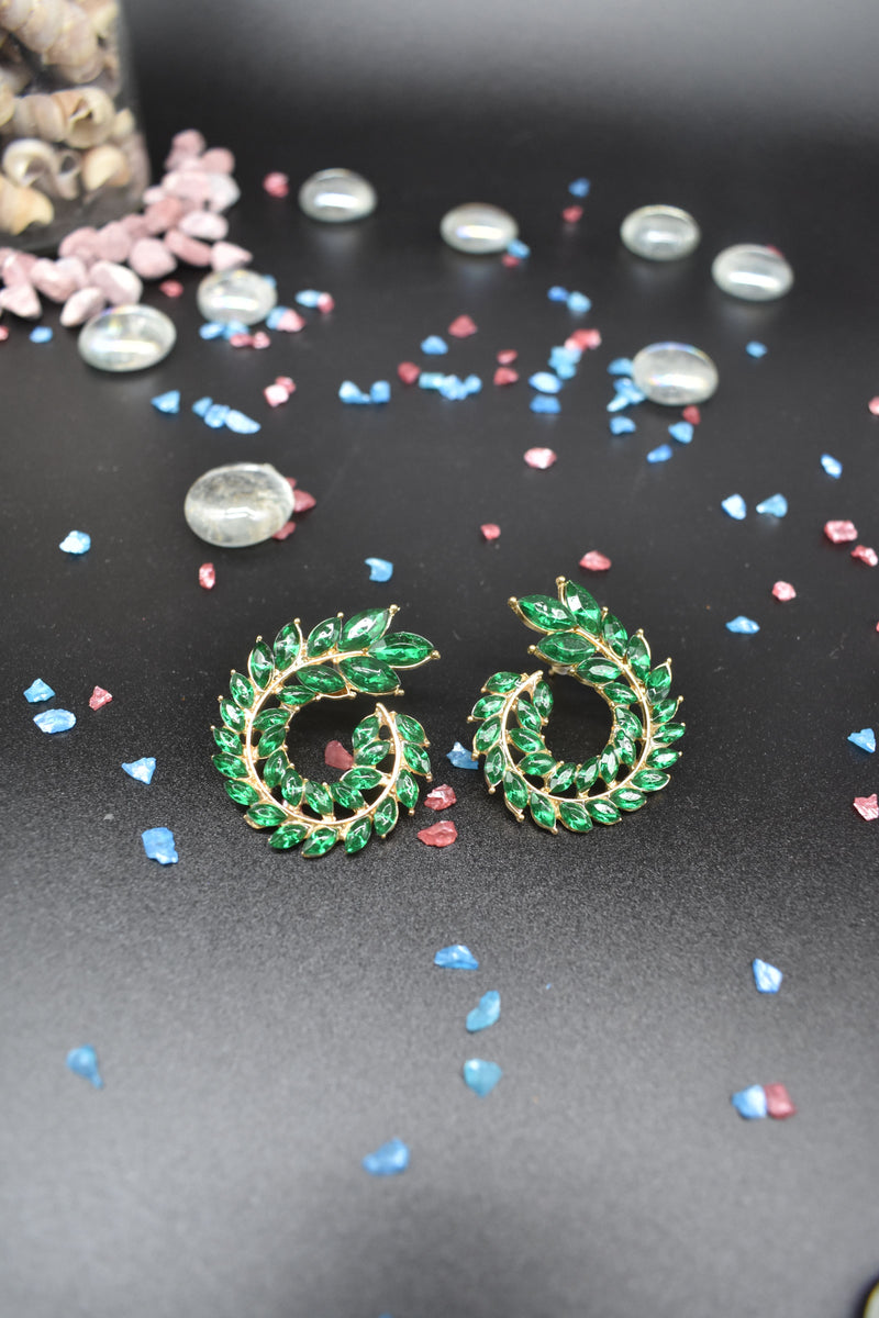 Rhinestone Round Stud Earrings - Earrings by GTA Desi Store