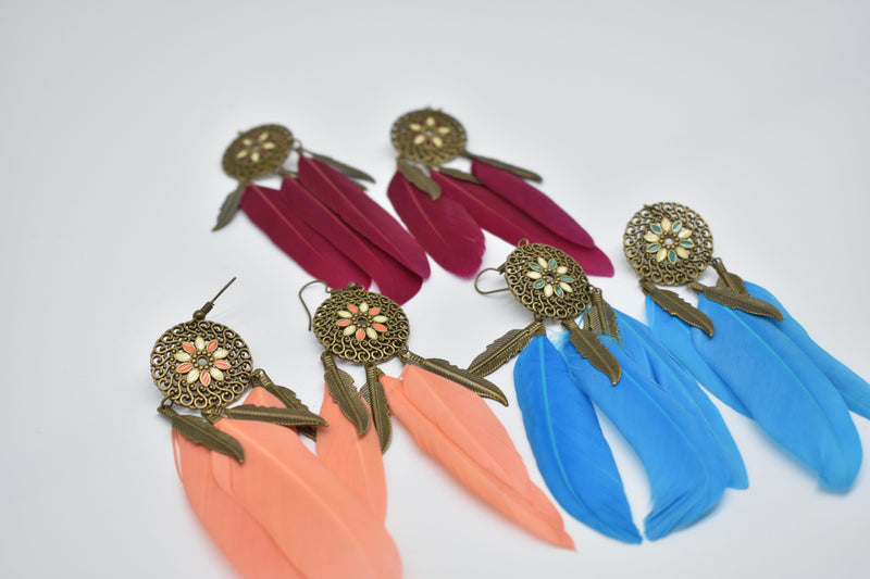 Tribal Ethnic Feather Earrings - Earrings by GTA Desi Store