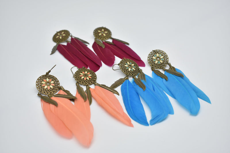 Tribal Ethnic Feather Earrings - Earrings by GTA Desi Store