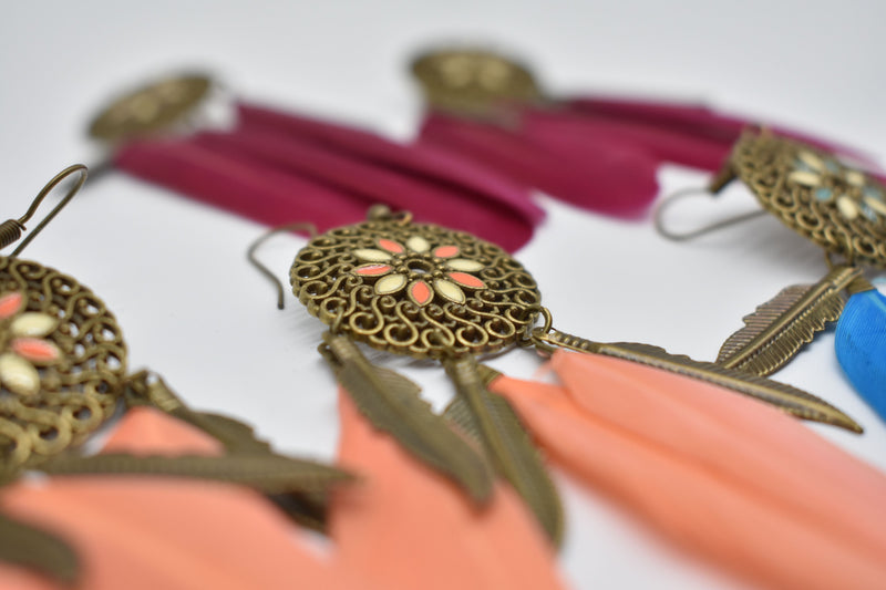 Tribal Ethnic Feather Earrings - Earrings by GTA Desi Store