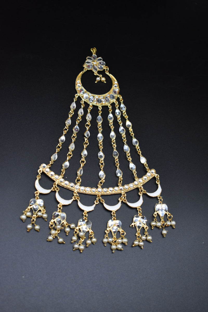 Golden Bridal Jhumar Fancy Jhoomer Hair Bindiya - Bindiya by GTA Desi Store