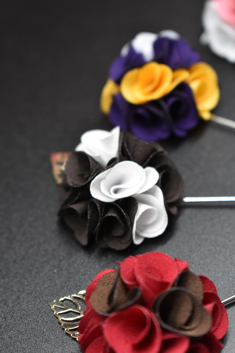 Premium Mini Flowers Lapel Pins Pack of 6 Styles - by GTA Desi Store