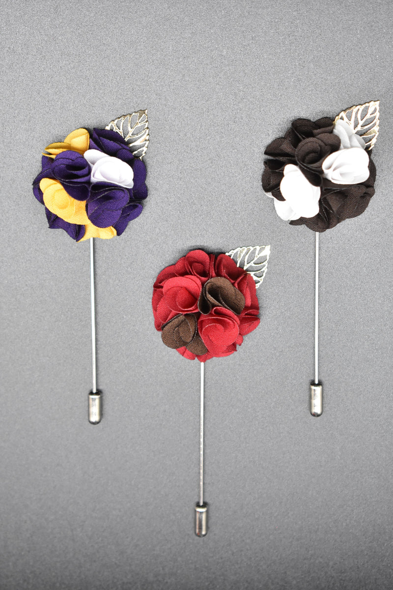 Premium Mini Flowers Lapel Pins Pack of 6 Styles - by GTA Desi Store