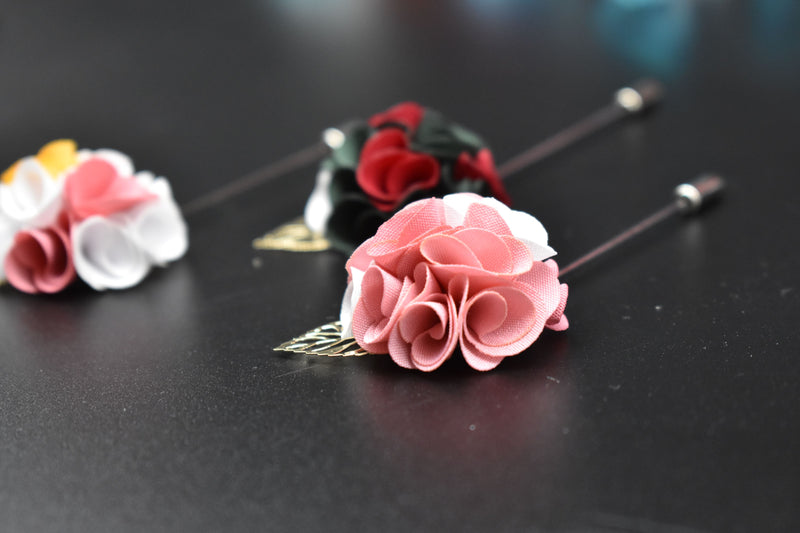 Premium Mini Flowers Lapel Pins Pack of 6 Styles - by GTA Desi Store