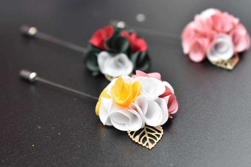 Premium Mini Flowers Lapel Pins Pack of 6 Styles - by GTA Desi Store