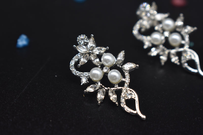 Elegant White Crystal and Pearl Earring - Earrings by GTA Desi Store