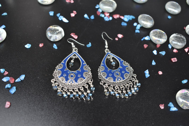 Blue Indian Bohemian Earrings - Earrings by GTA Desi Store