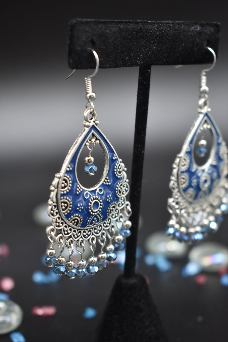 Blue Indian Bohemian Earrings - Earrings by GTA Desi Store