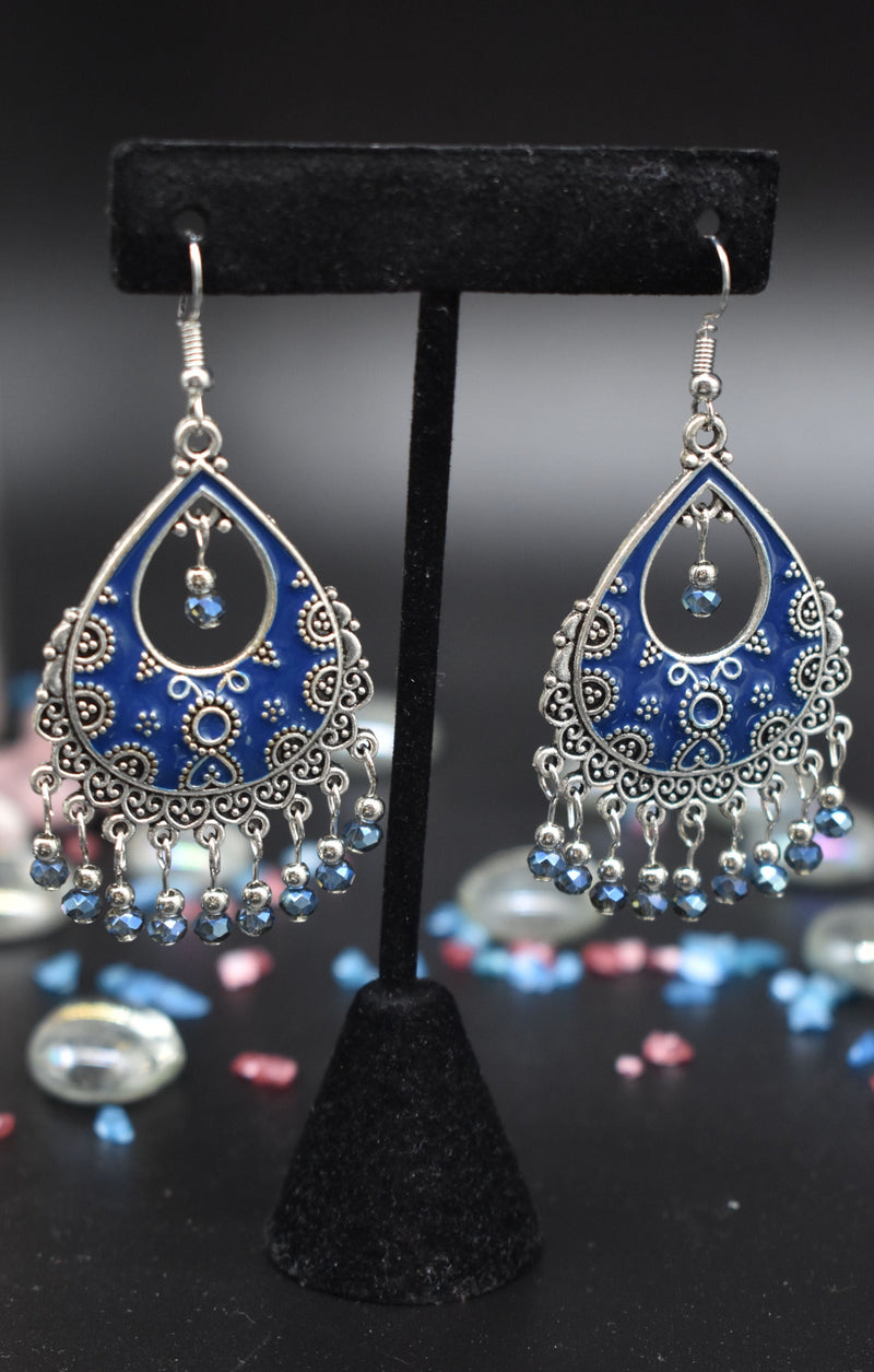 Blue Indian Bohemian Earrings - Earrings by GTA Desi Store