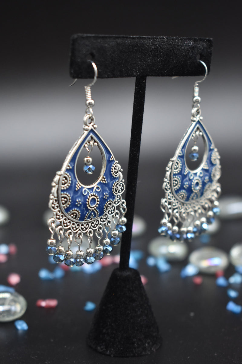 Blue Indian Bohemian Earrings - Earrings by GTA Desi Store