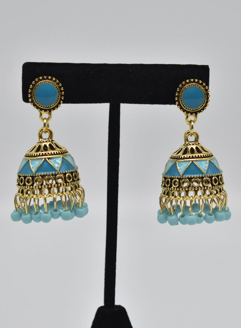 Blue Jhumka Traditional Ethnic Earrings - Earrings by GTA Desi Store
