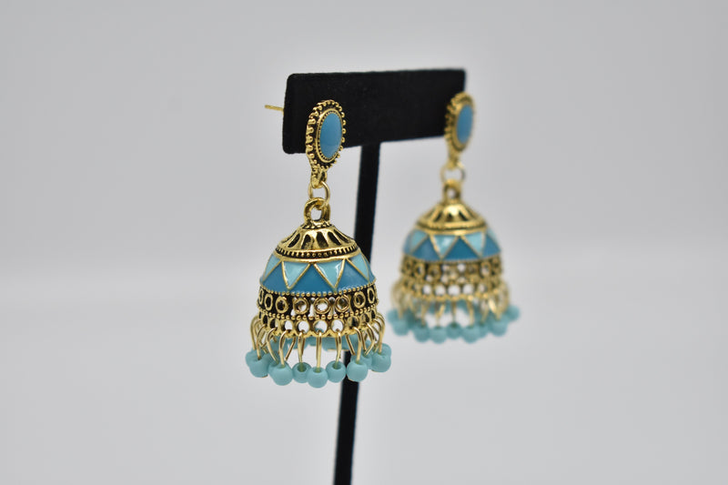 Blue Jhumka Traditional Ethnic Earrings - Earrings by GTA Desi Store
