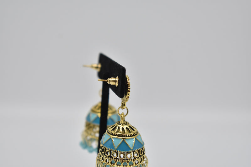Blue Jhumka Traditional Ethnic Earrings - Earrings by GTA Desi Store
