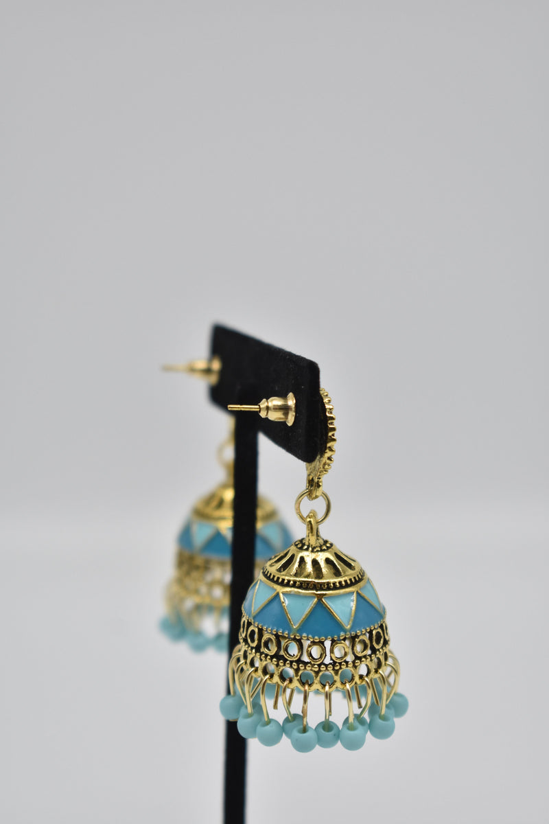 Blue Jhumka Traditional Ethnic Earrings - Earrings by GTA Desi Store