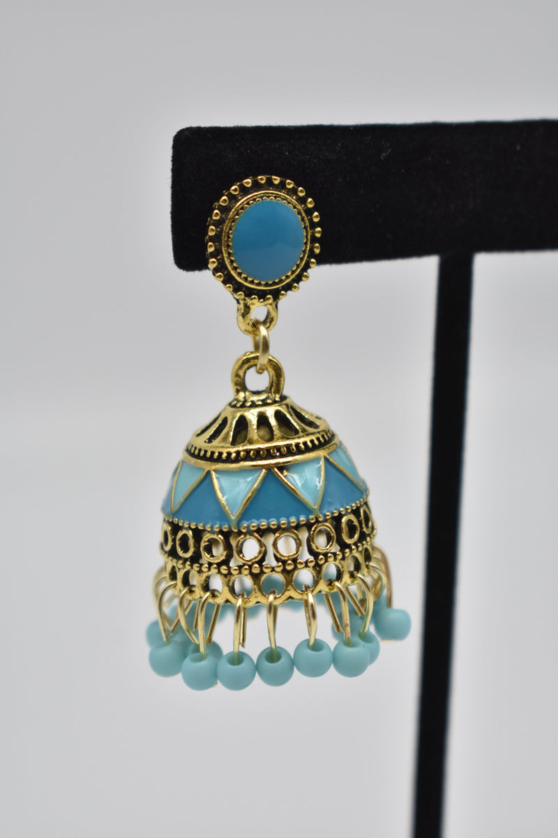 Blue Jhumka Traditional Ethnic Earrings - Earrings by GTA Desi Store