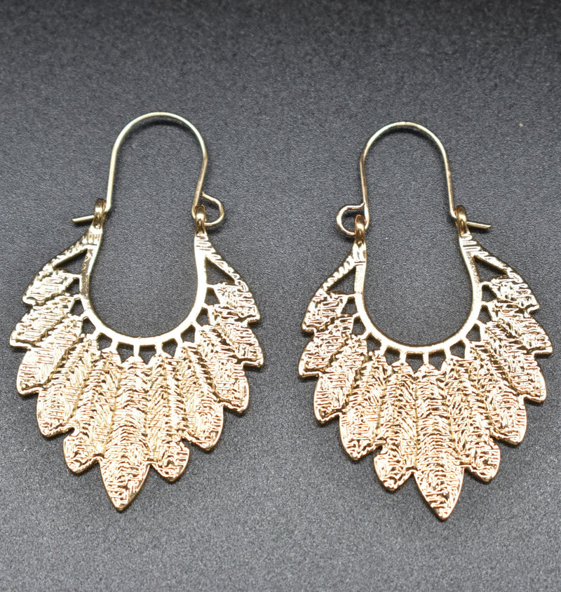 Gold Leaf Style Thin Earrings - Earrings by GTA Desi Store