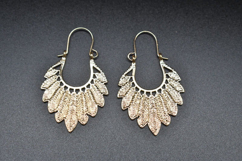 Gold Leaf Style Thin Earrings - Earrings by GTA Desi Store