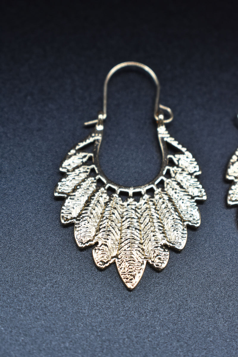 Gold Leaf Style Thin Earrings - Earrings by GTA Desi Store