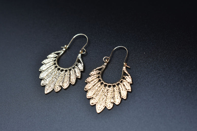 Gold Leaf Style Thin Earrings - Earrings by GTA Desi Store