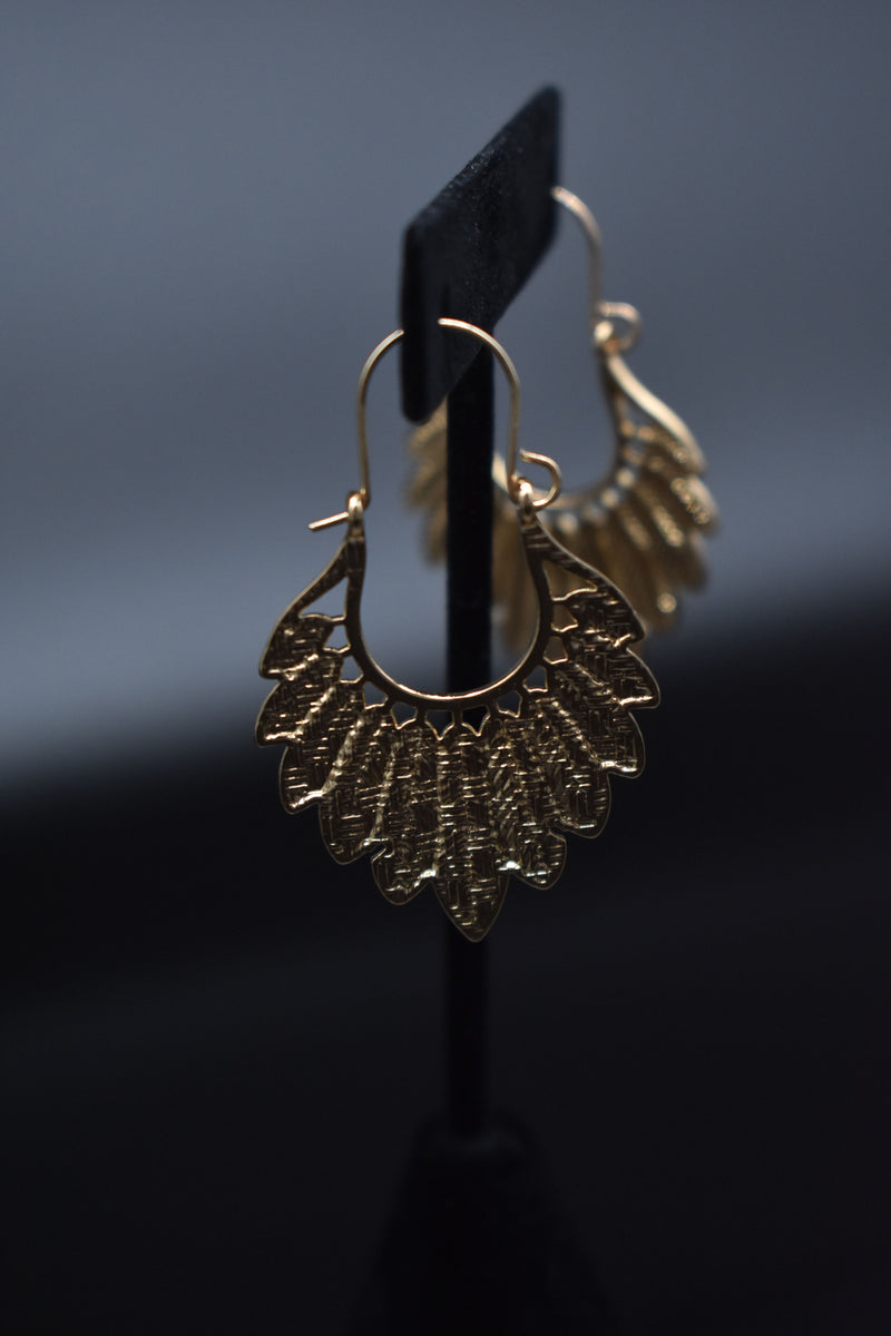 Gold Leaf Style Thin Earrings - Earrings by GTA Desi Store