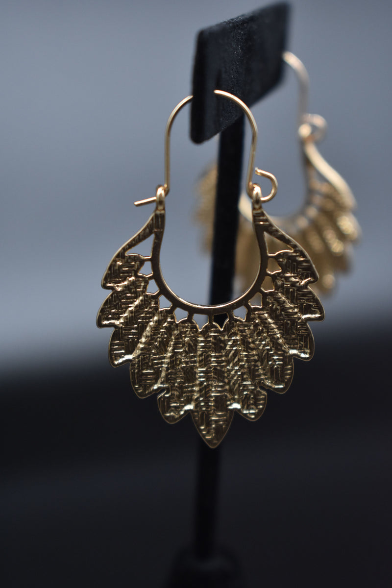 Gold Leaf Style Thin Earrings - Earrings by GTA Desi Store