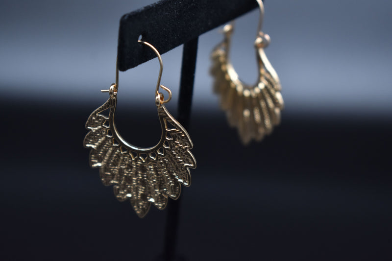 Gold Leaf Style Thin Earrings - Earrings by GTA Desi Store